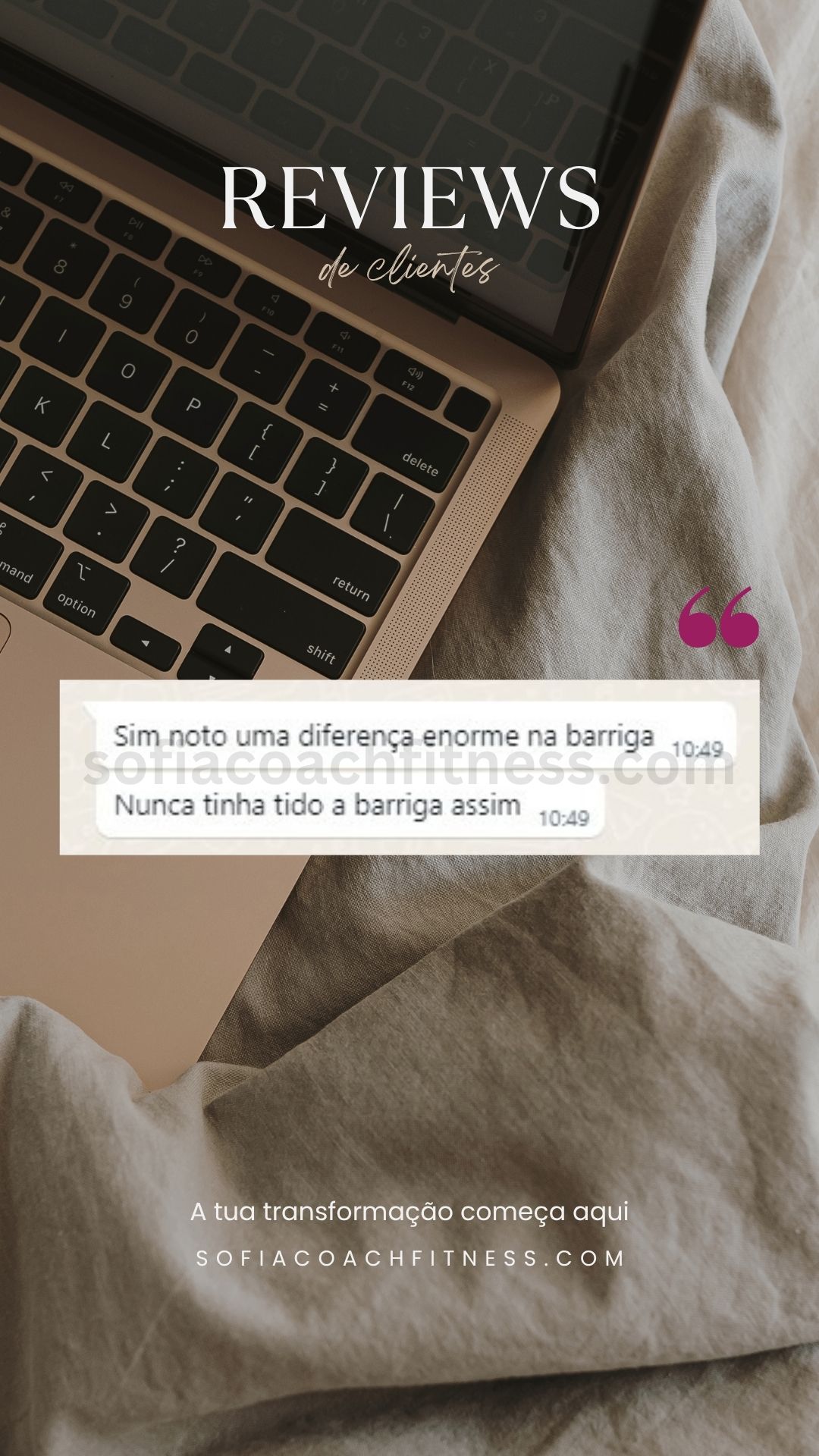 Mensagem real com resultados de treino estruturado e orientação nutricional